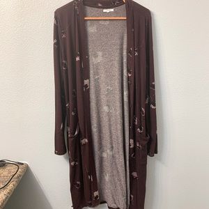 Maroon long floral cardigan